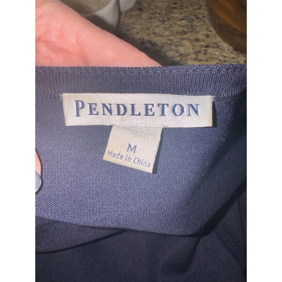 Pendleton Navy Blue Silk Blend Button-Up Cardigan Sweater M Preppy Minimalist - Picture 5 of 8